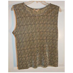 Plissé Sleeveless Swirl Print Pattern Blouse Top Shirt Size L